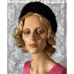 Vintage 60s Mink Hat 1960s Dark Brown Fur Beret Tam Mod Chic Winter Jackie O